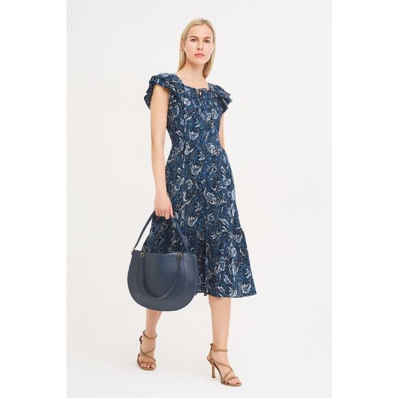 Ulla Johnson Zuma Cotton Midi Dress 2 Blue - Picture 10 of 11